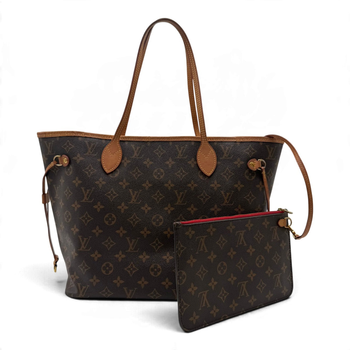 Louis Vuitton Shopper Neverfull MM mit Clutch monogram braun – Zubehör: Pochette dazu
