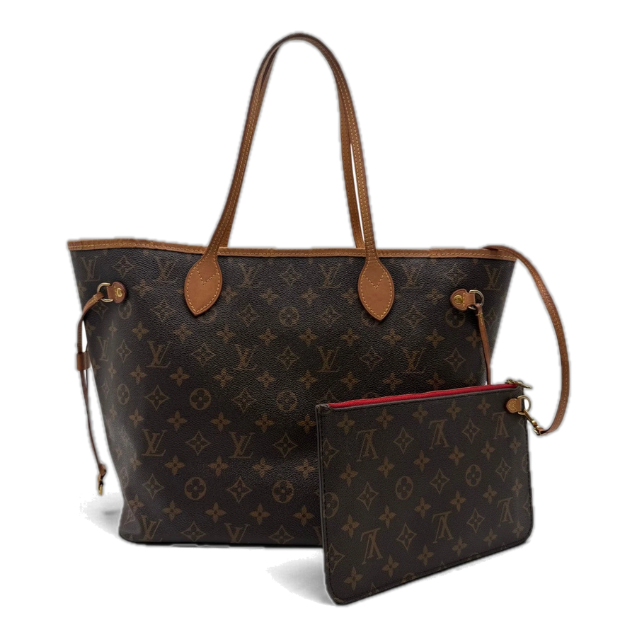 Louis Vuitton Neverfull MM Tote Bag With Clutch