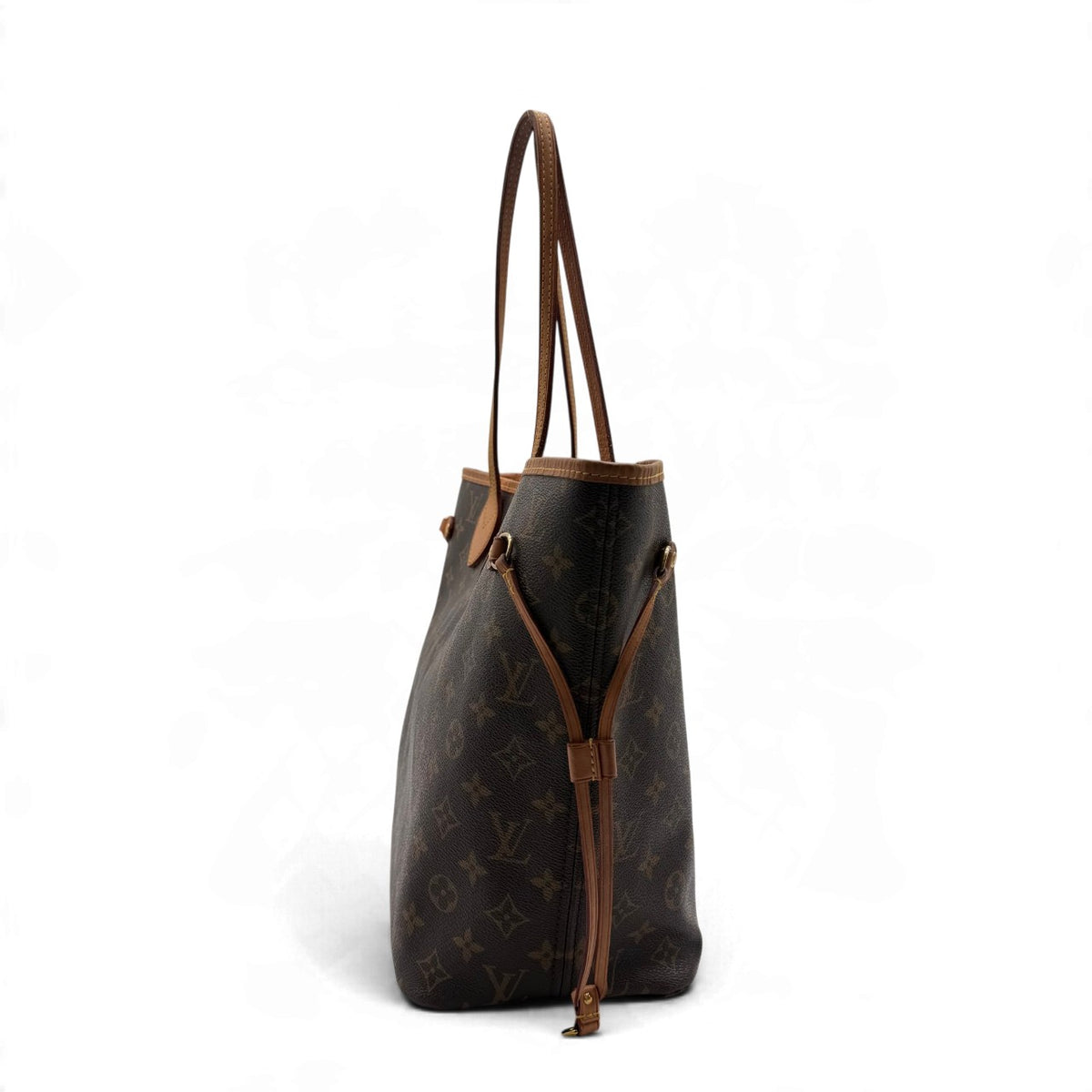 Louis Vuitton Shopper Neverfull MM mit Clutch monogram braun – Seitenansicht