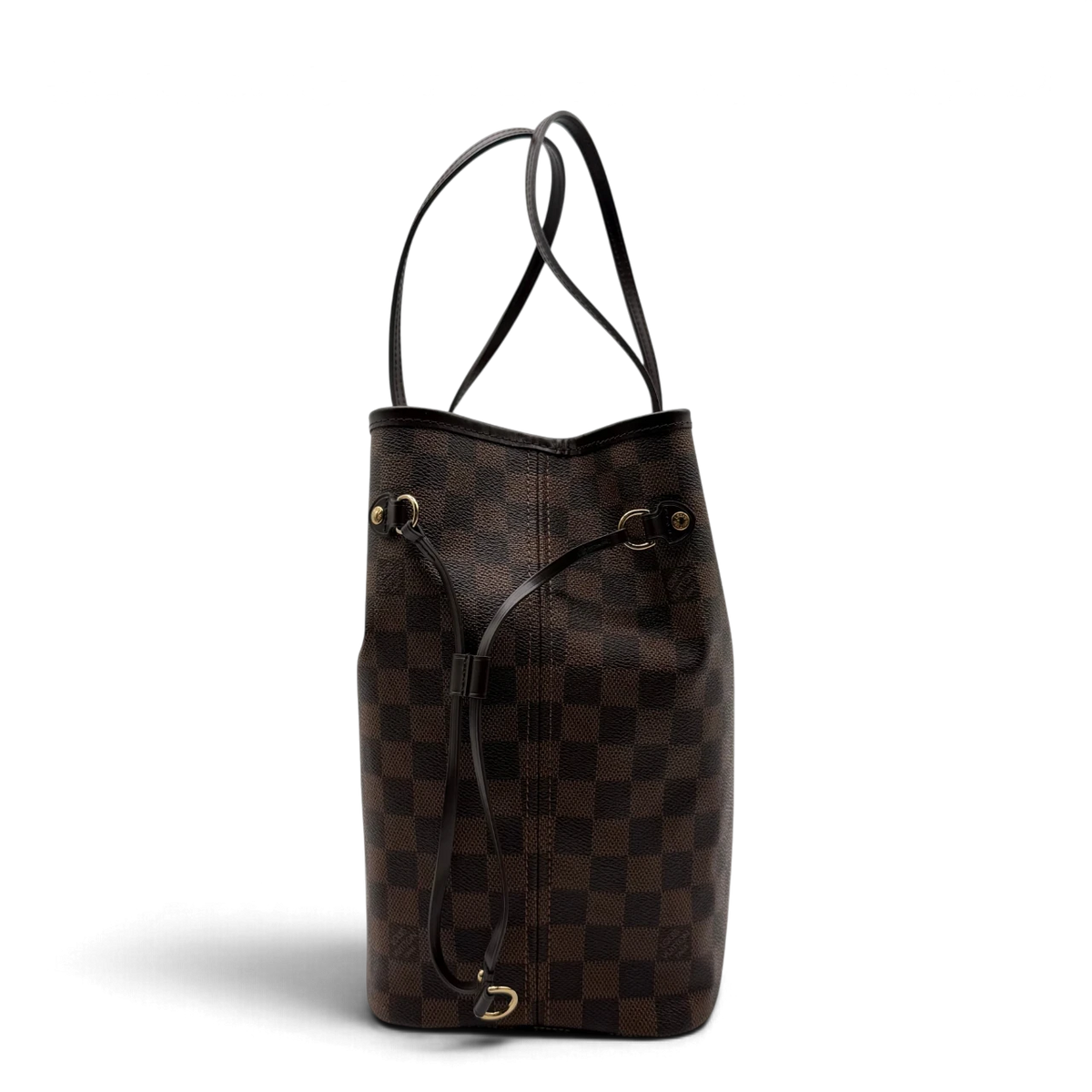 Louis Vuitton Shopper Neverfull MM mit Clutch Damier Ebene braun – Seitenansicht