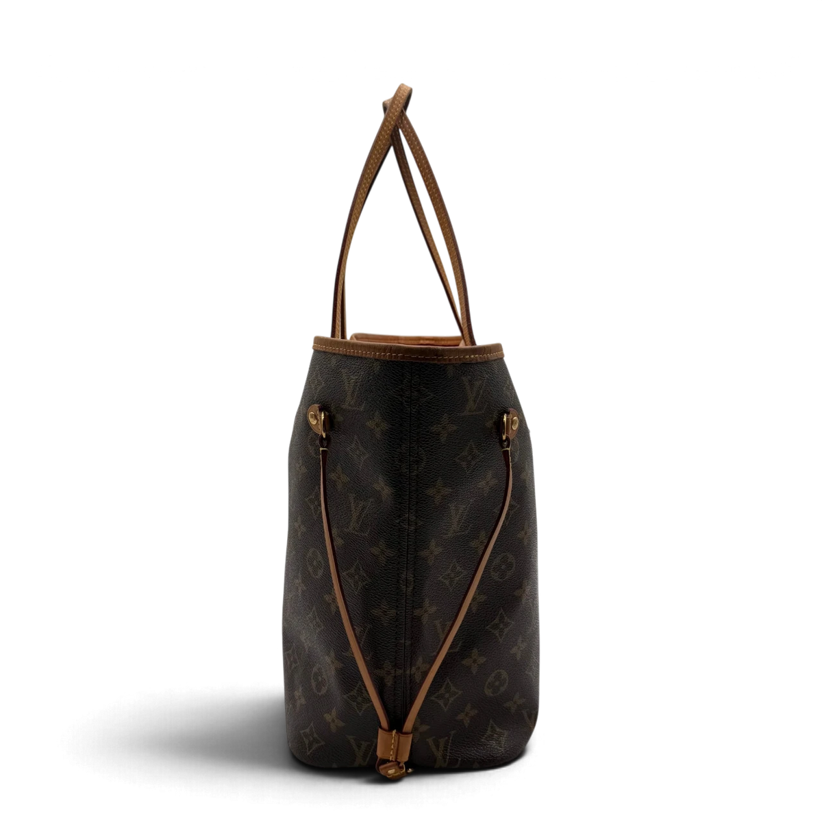 Louis Vuitton Shopper Neverfull MM mit Clutch monogram braun – Seitenansicht