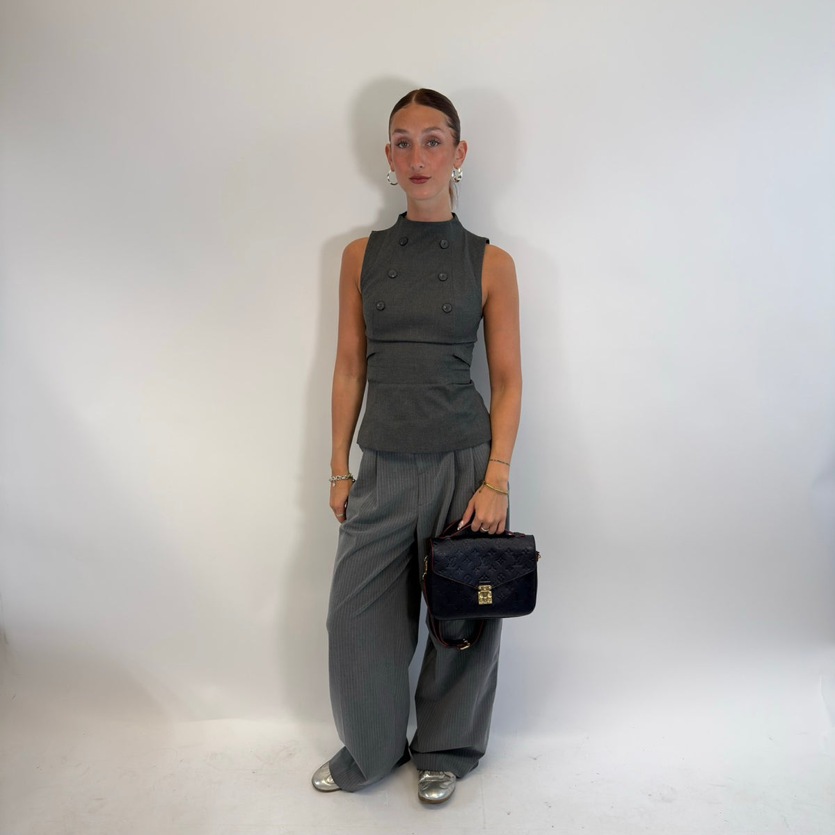 Louis Vuitton Umhängetasche Pochette Métis aus Leder dunkelblau