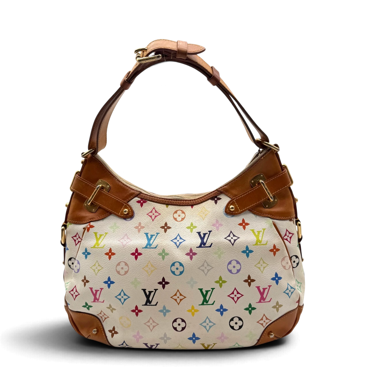 Louis Vuitton x Takashi Murakami Schultertasche Aurelia MM monogram weiß – Gesamtansicht