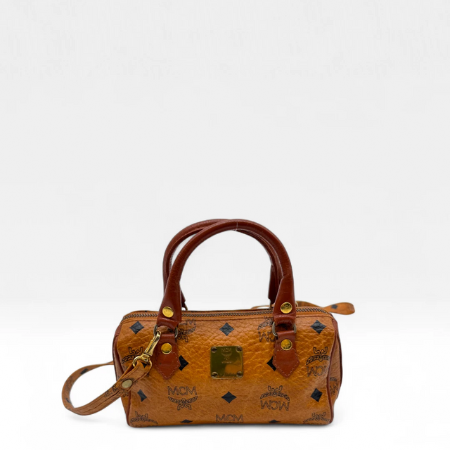 MCM handbag mini Boston visetos brown