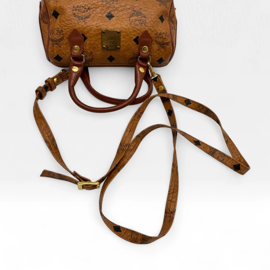 MCM handbag mini Boston visetos brown