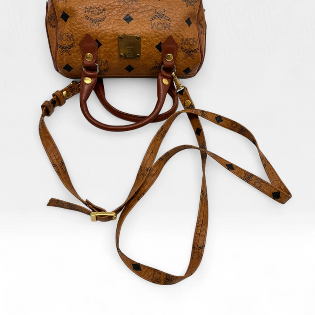 MCM handbag mini Boston visetos brown