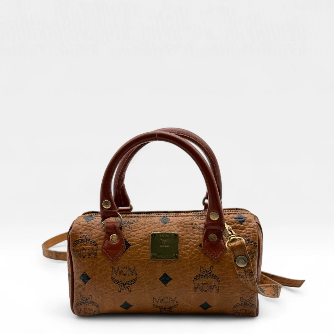 MCM handbag mini Boston visetos brown