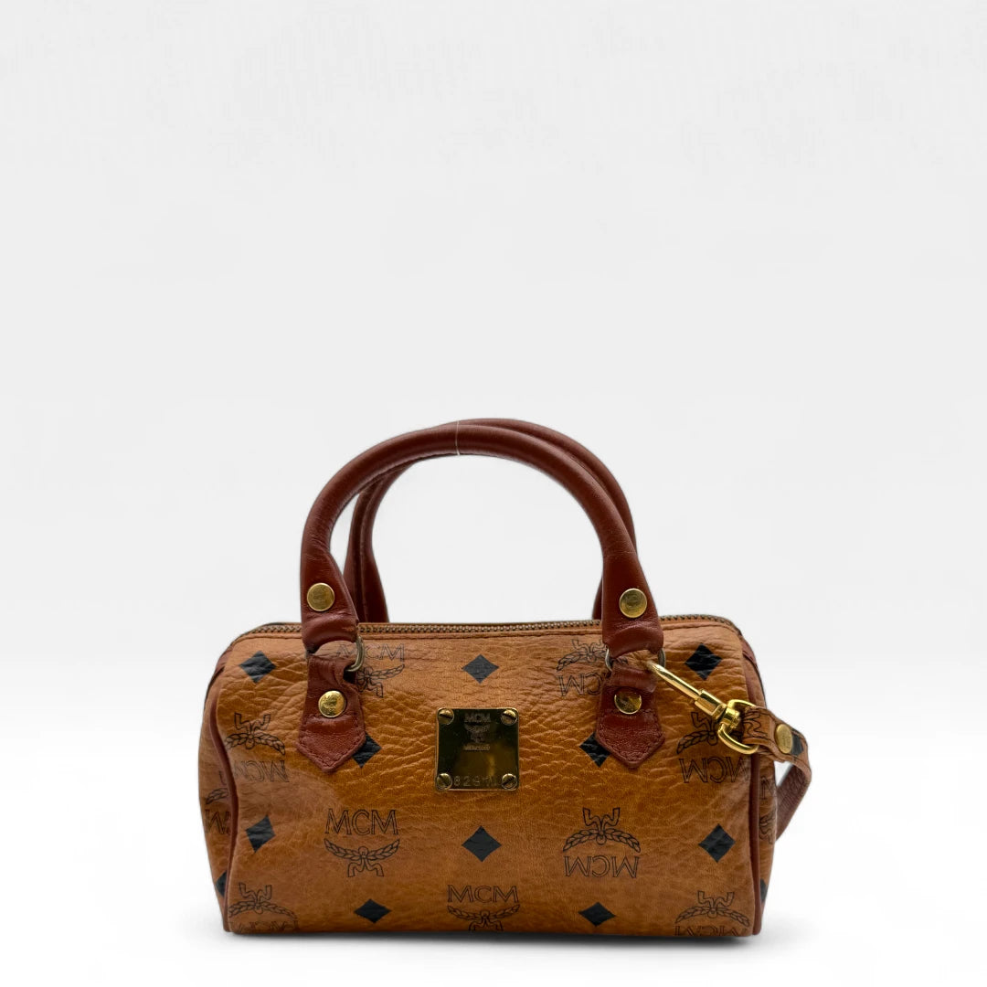 MCM handbag mini Boston visetos brown