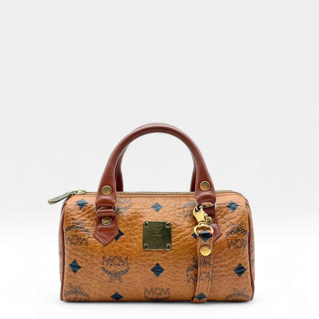 MCM handbag mini Boston visetos brown