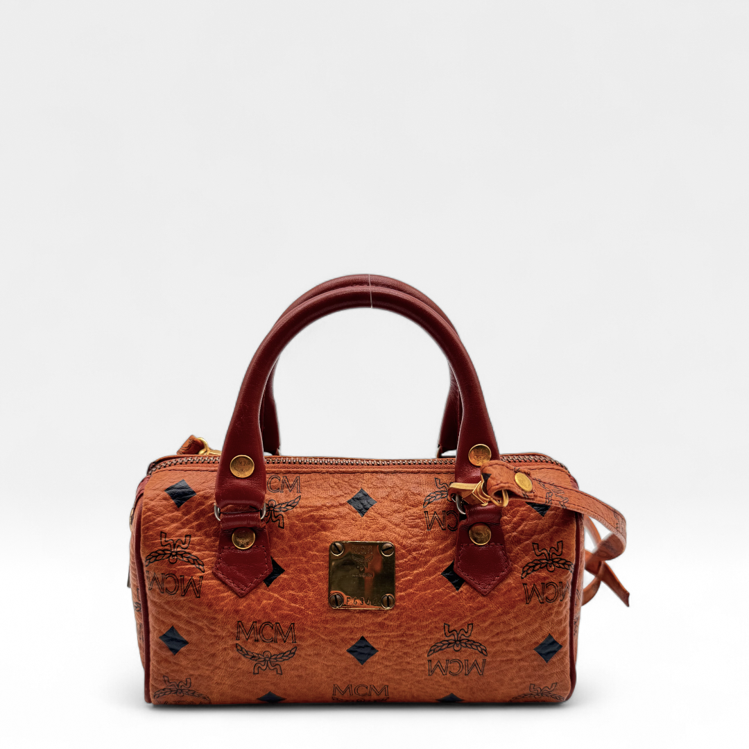 MCM handbag mini Boston visetos brown