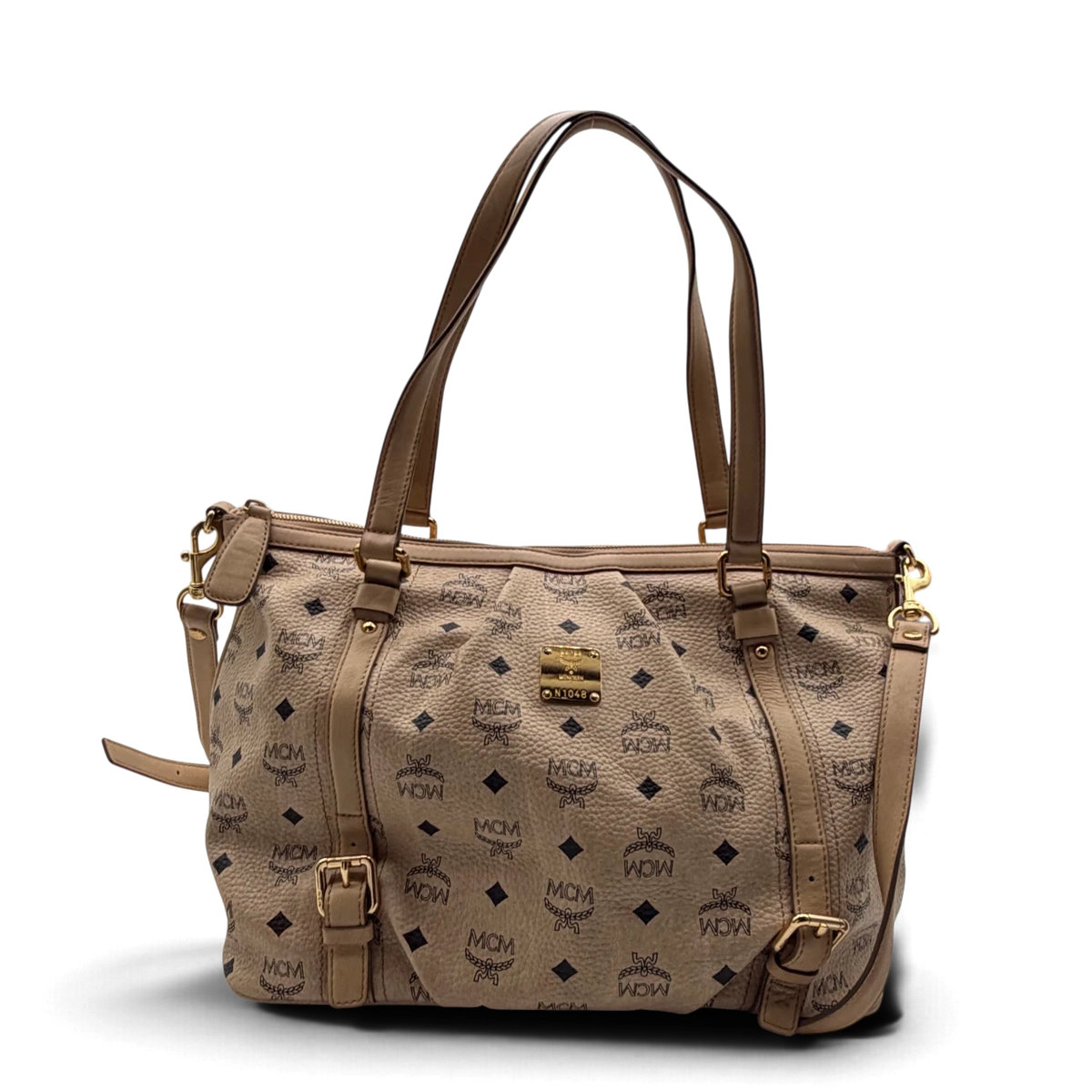 MCM Handtasche mit Umhängegurt visetos beige – Gesamtansicht