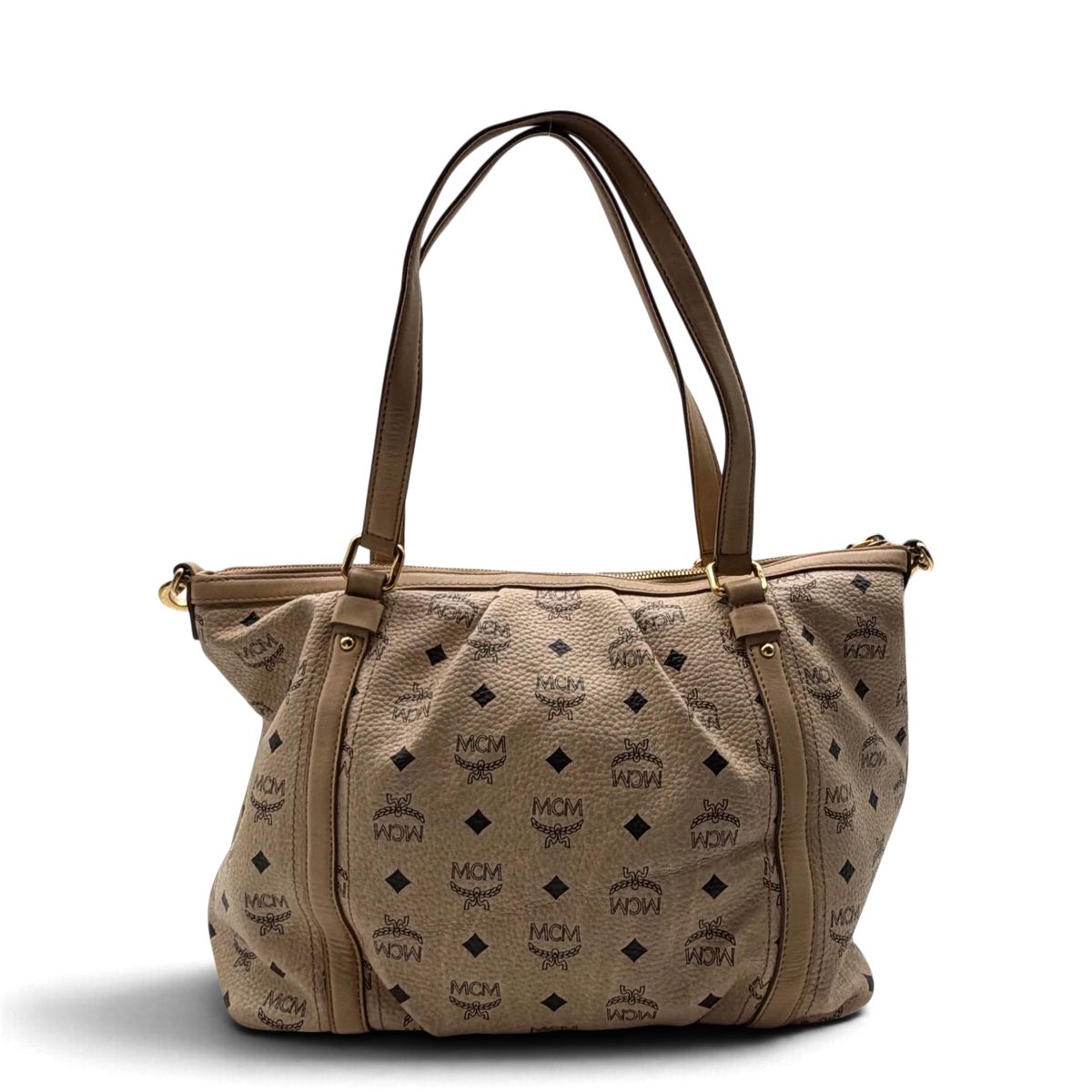 MCM Handtasche mit Umhängegurt visetos beige – Gesamtansicht