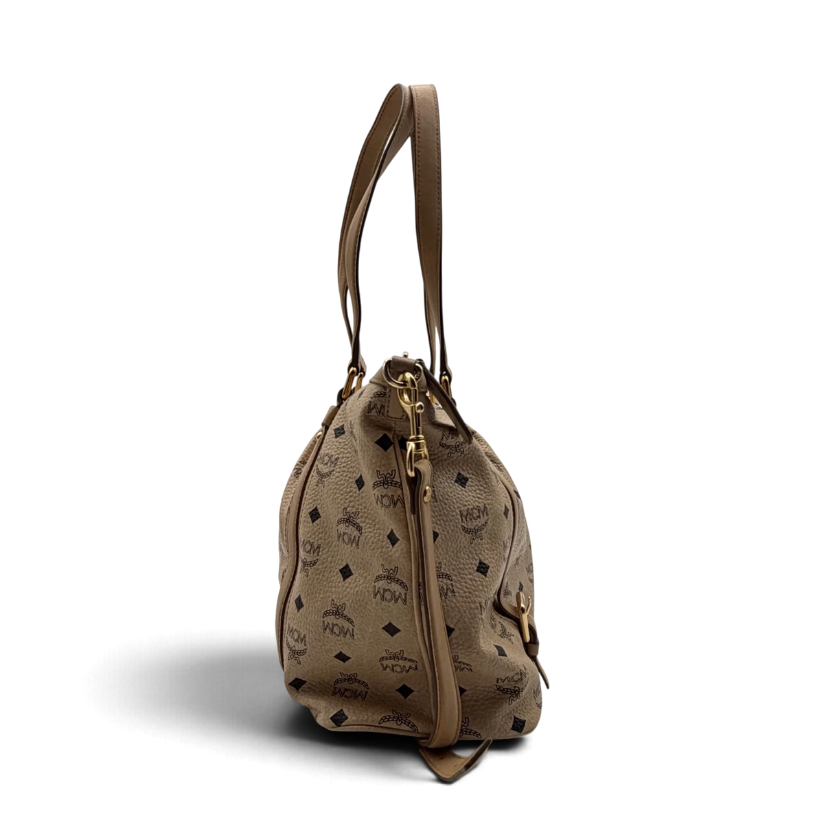 MCM Handtasche mit Umhängegurt visetos beige – Seitenansicht