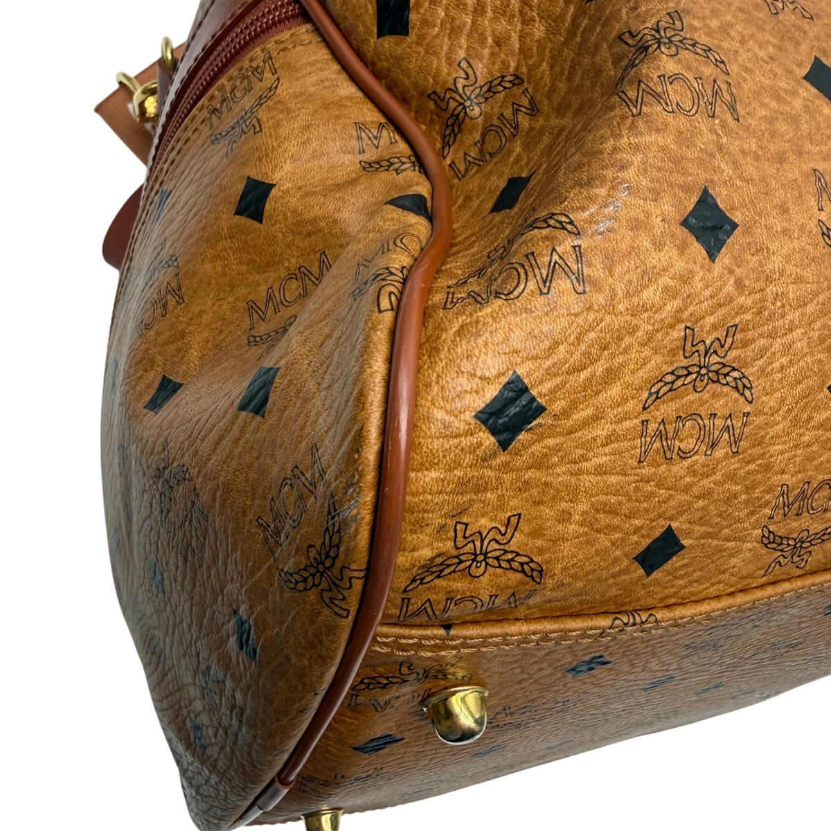 MCM Reisetasche visetos braun – Ecken im Detail