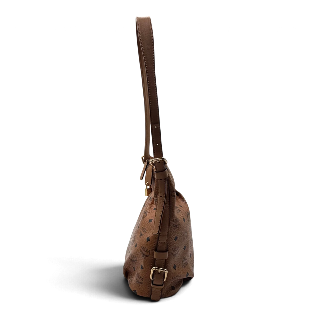 MCM Schultertasche Hobo visetos braun – Seitenansicht