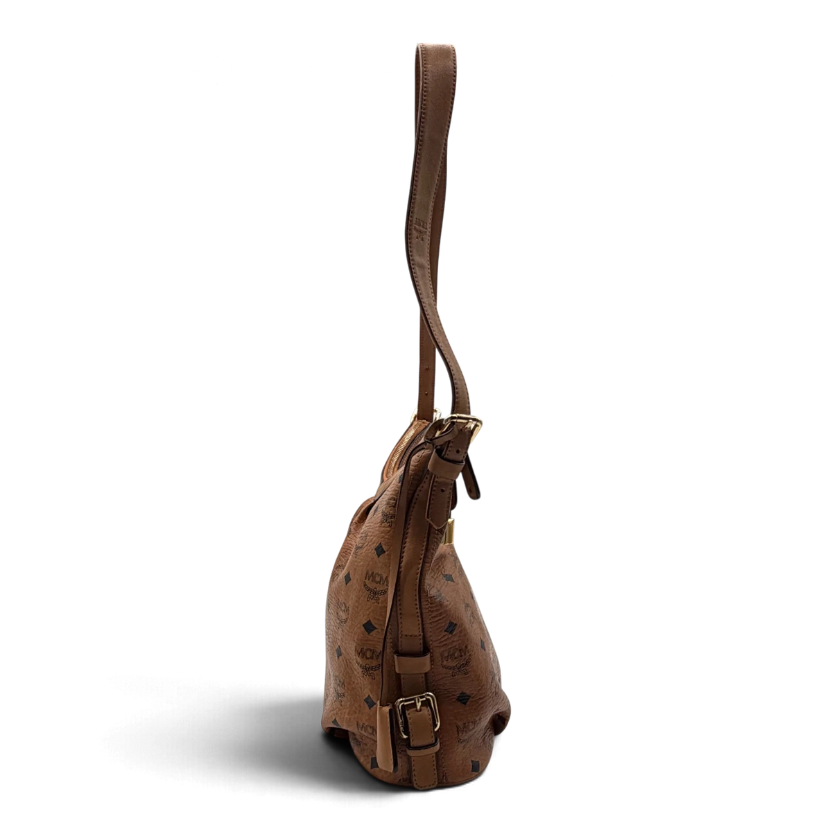 MCM Schultertasche Hobo visetos braun – Seitenansicht