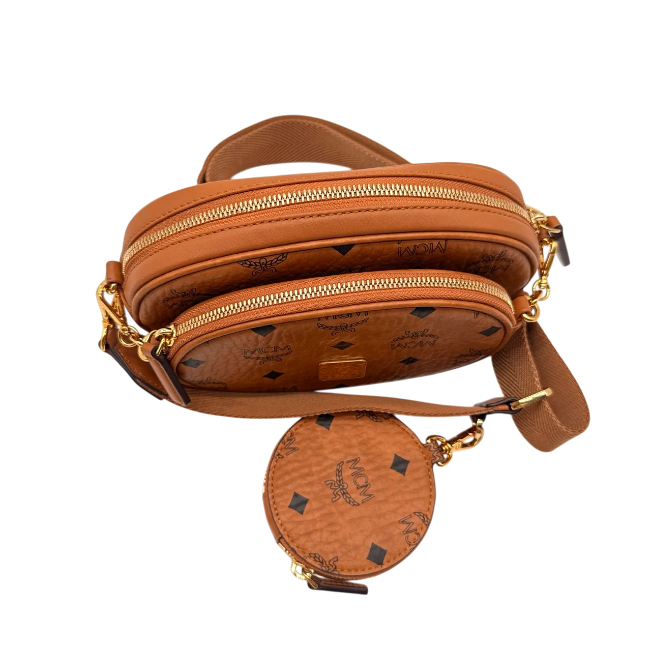 MCM Umhängetasche Trio Multi Pochette visetos braun