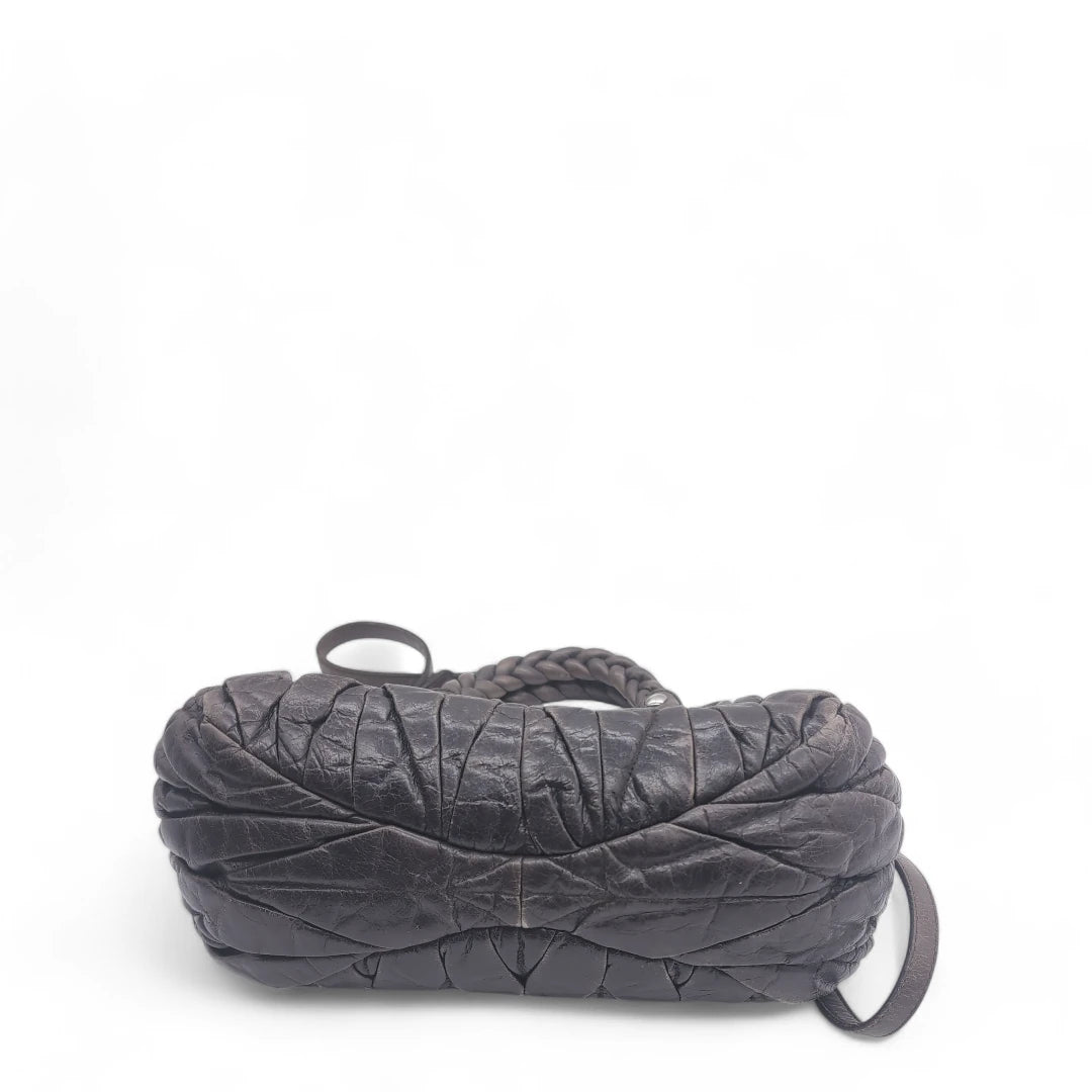 Miu Miu handbag Matelasse with shoulder strap in dark grey leather