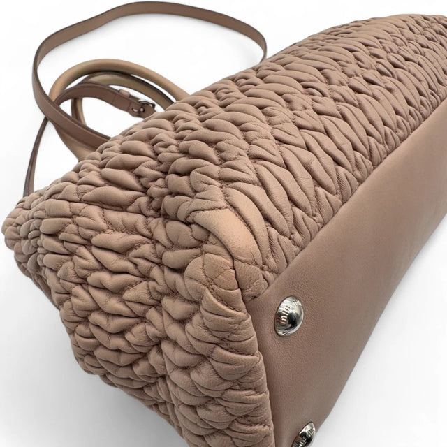 Miu Miu handbag Matelassé with shoulder strap and Miu Miu charm in pink leather
