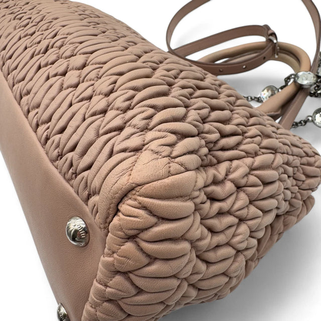 Miu Miu handbag Matelassé with shoulder strap and Miu Miu charm in pink leather