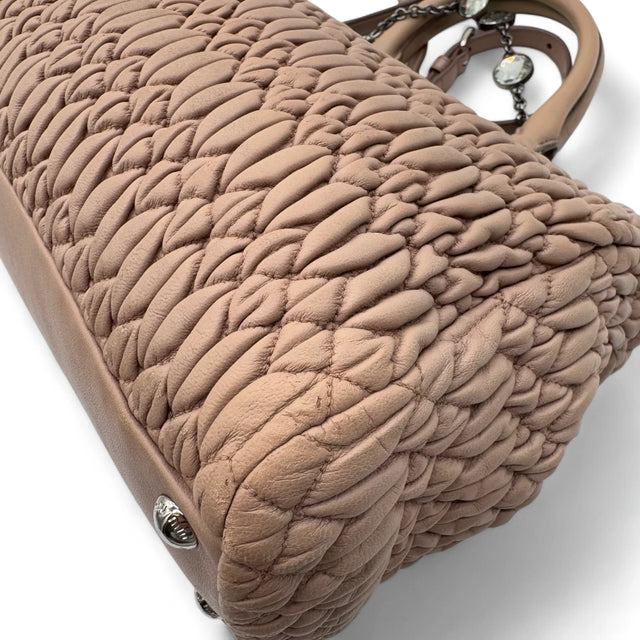Miu Miu handbag Matelassé with shoulder strap and Miu Miu charm in pink leather