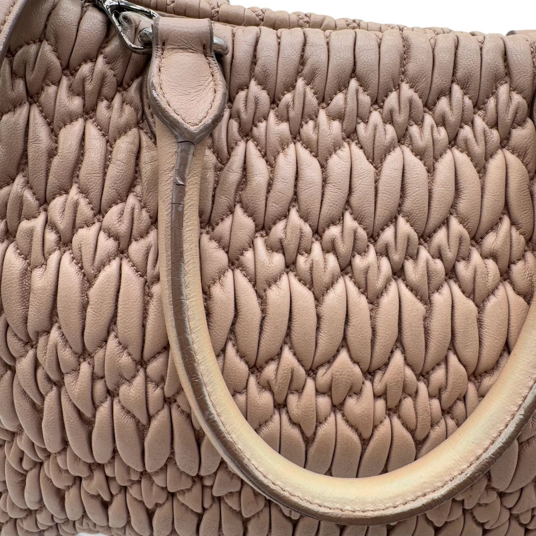 Miu Miu handbag Matelassé with shoulder strap and Miu Miu charm in pink leather