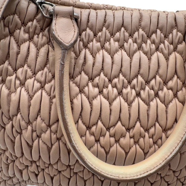 Miu Miu handbag Matelassé with shoulder strap and Miu Miu charm in pink leather