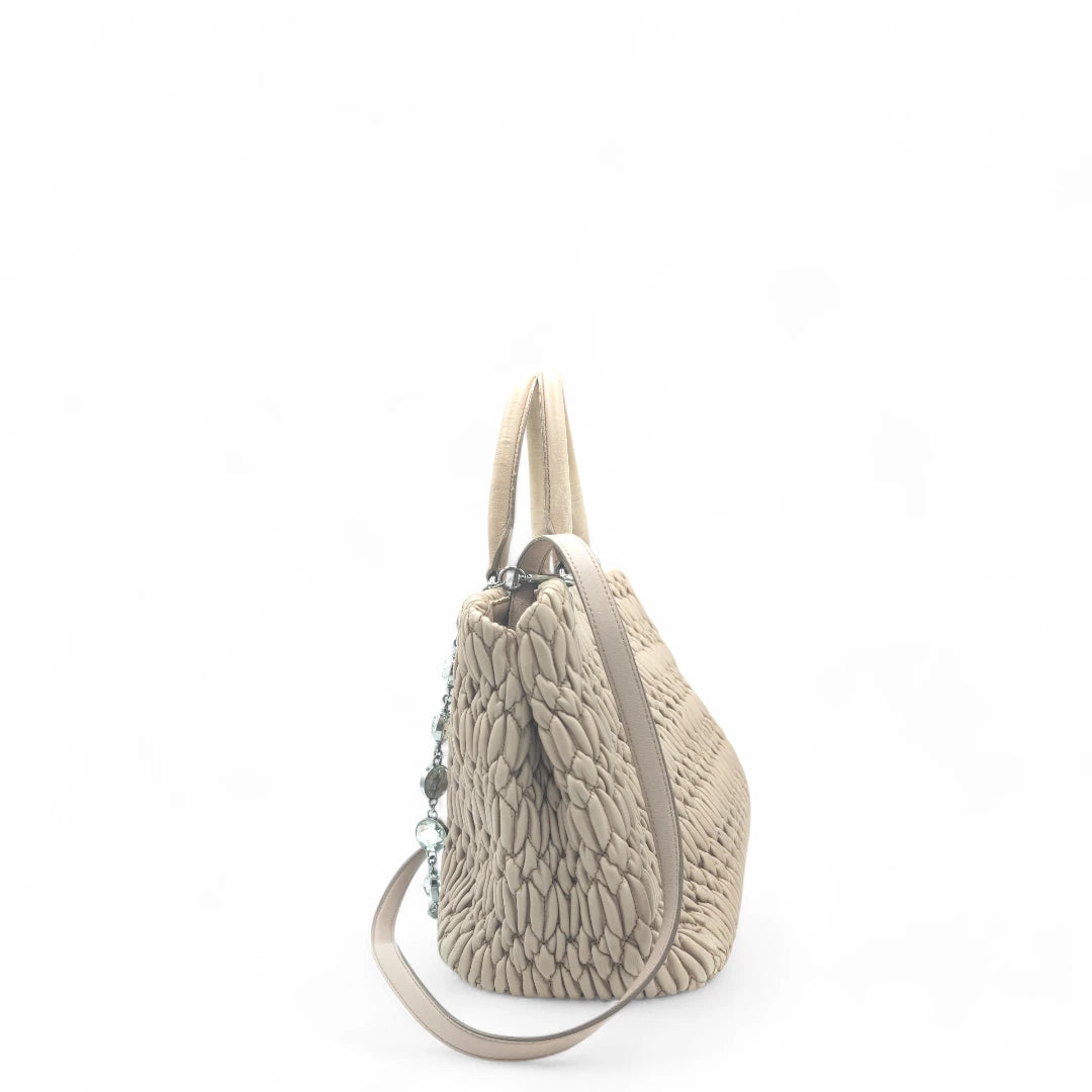 Miu Miu handbag Matelassé with shoulder strap and Miu Miu charm in pink leather