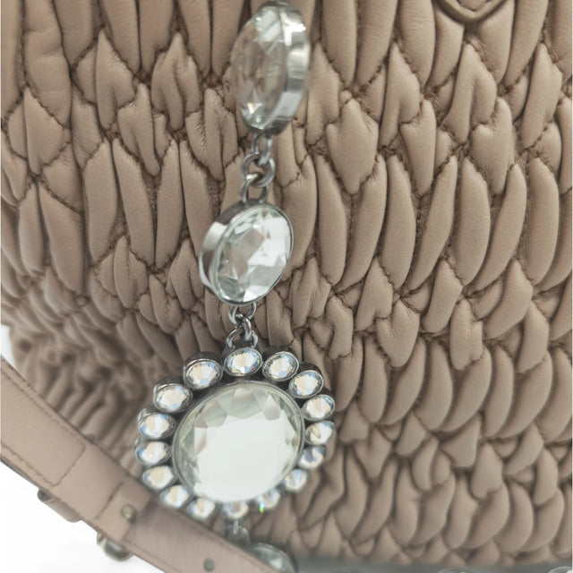 Miu Miu handbag Matelassé with shoulder strap and Miu Miu charm in pink leather
