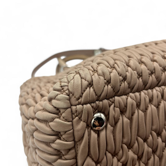 Miu Miu handbag Matelassé with shoulder strap and Miu Miu charm in pink leather