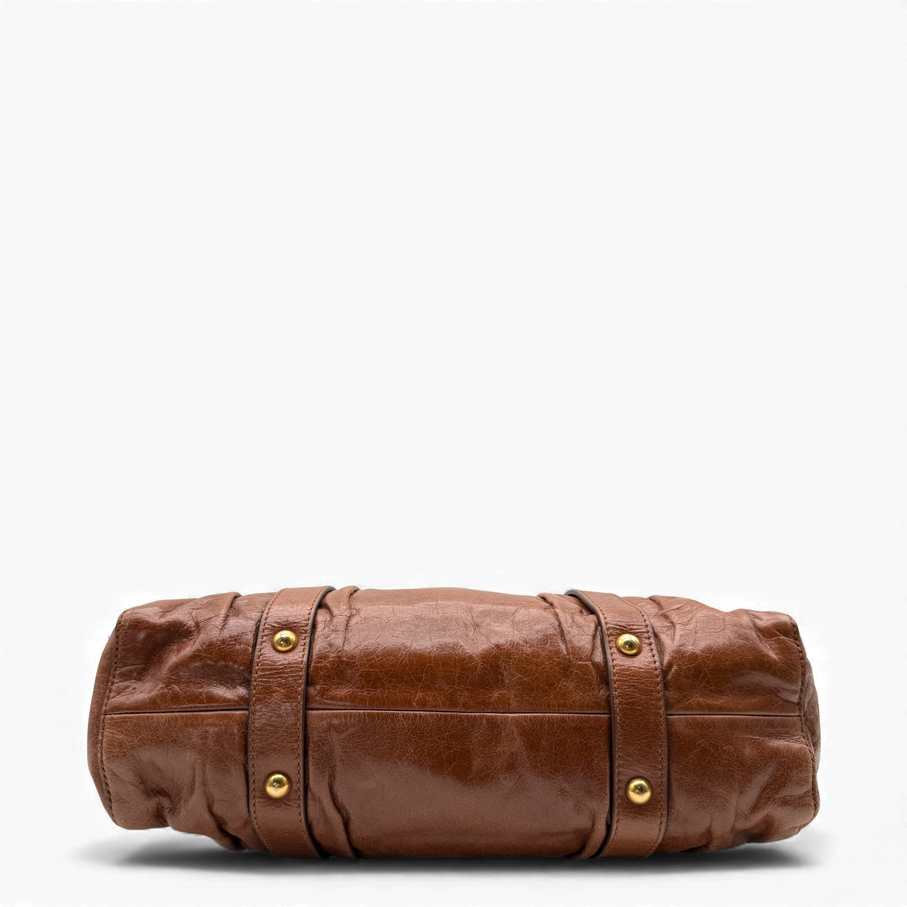 Miu Miu handbag Vitello Lux with shoulder strap made of dark brown leather