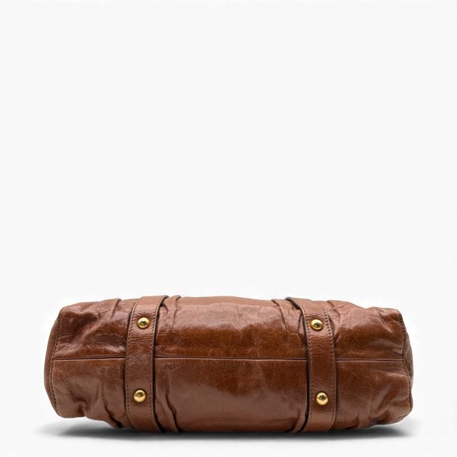 Miu Miu handbag Vitello Lux with shoulder strap made of dark brown leather