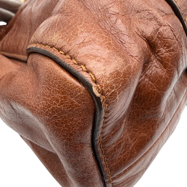 Miu Miu handbag Vitello Lux with shoulder strap made of dark brown leather