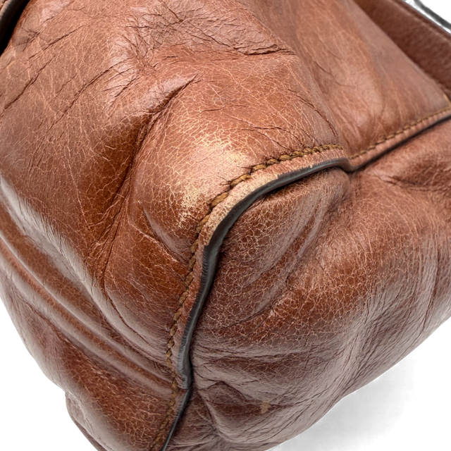 Miu Miu handbag Vitello Lux with shoulder strap made of dark brown leather