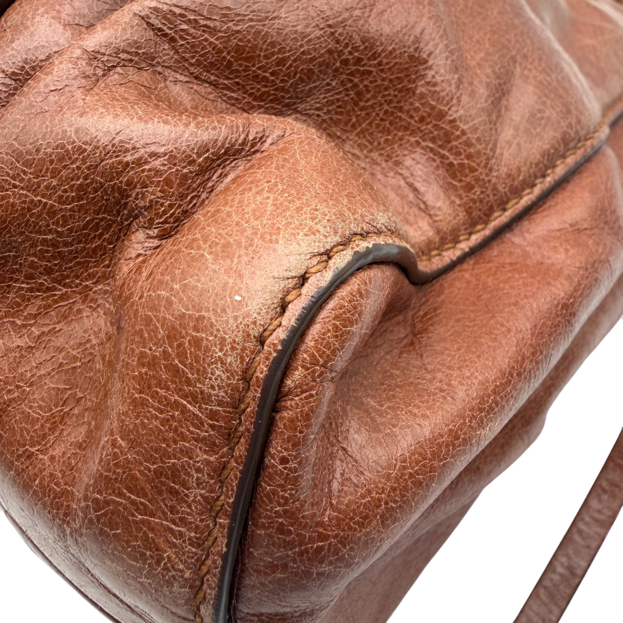 Miu Miu handbag Vitello Lux with shoulder strap made of dark brown leather