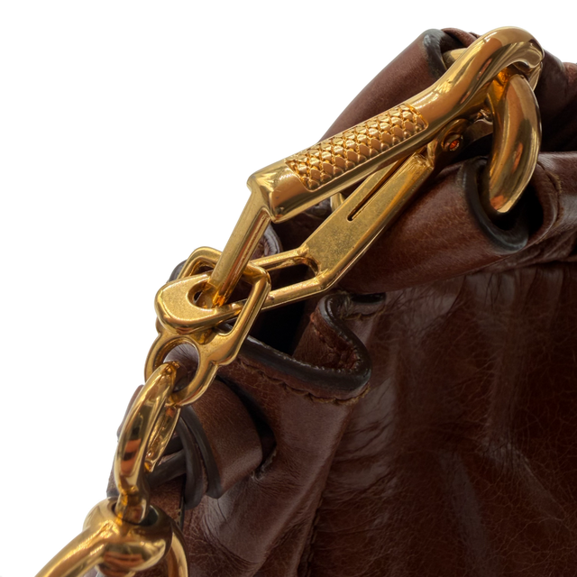 Miu Miu handbag Vitello Lux with shoulder strap made of dark brown leather