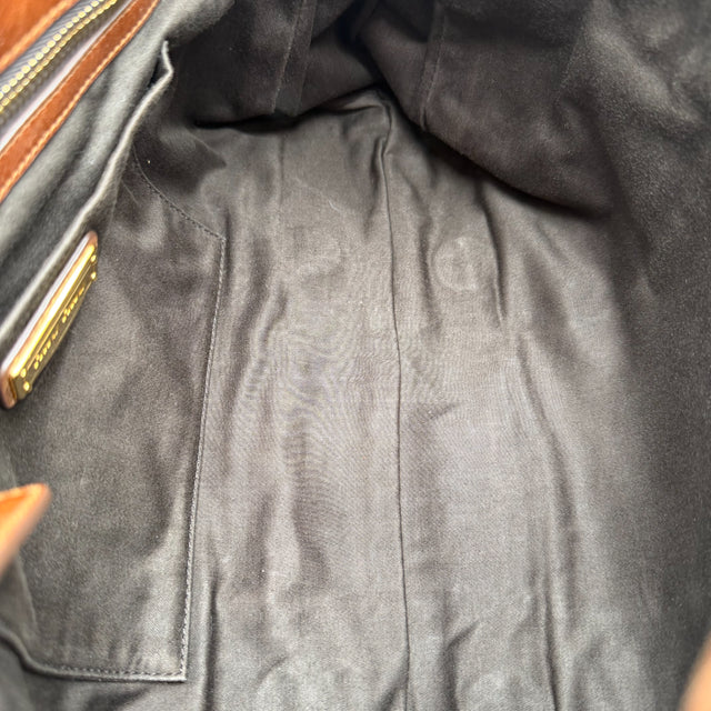 Miu Miu handbag Vitello Lux with shoulder strap made of dark brown leather