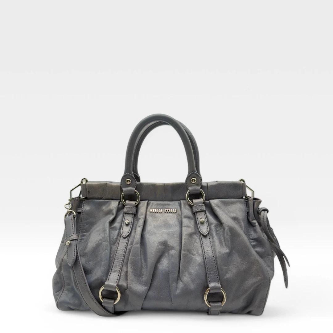 Miu Miu Handtasche Vitello Lux Blau/Flieder