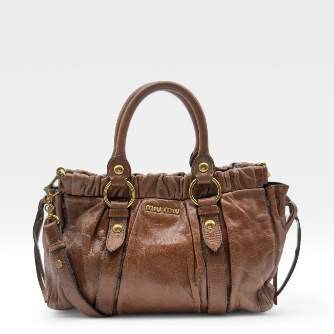 Miu Miu handbag Vitello Lux dark brown