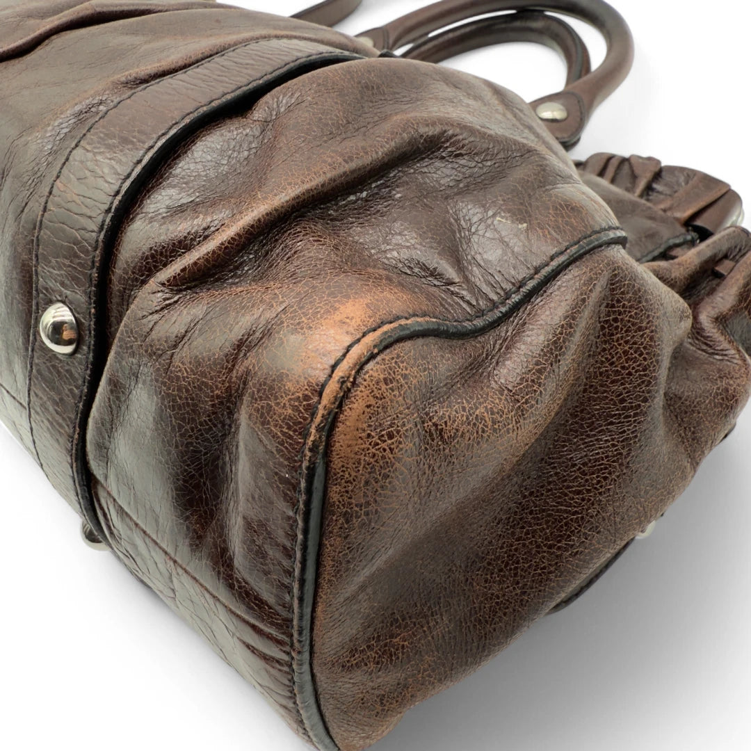 Miu Miu Handtasche Vitello Lux dunkelbraun