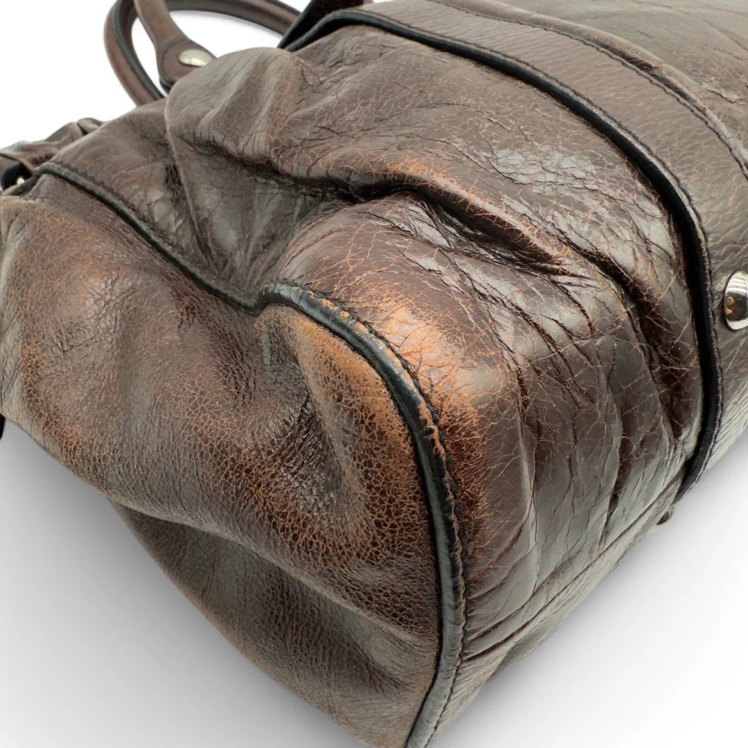 Miu Miu Handtasche Vitello Lux dunkelbraun