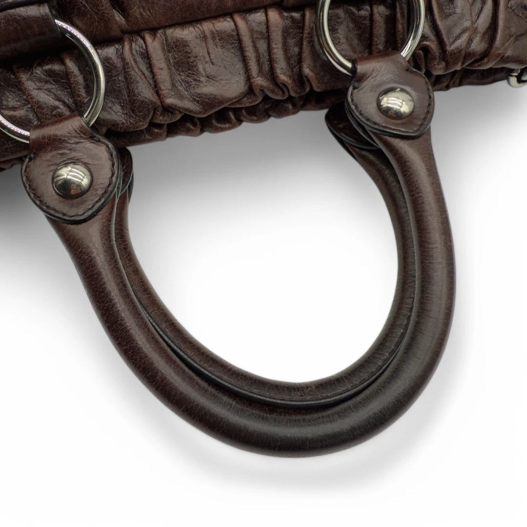Miu Miu Handtasche Vitello Lux dunkelbraun