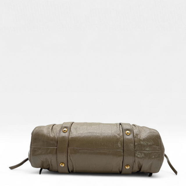 Miu Miu handbag Vitello Lux with shoulder strap in grey leather