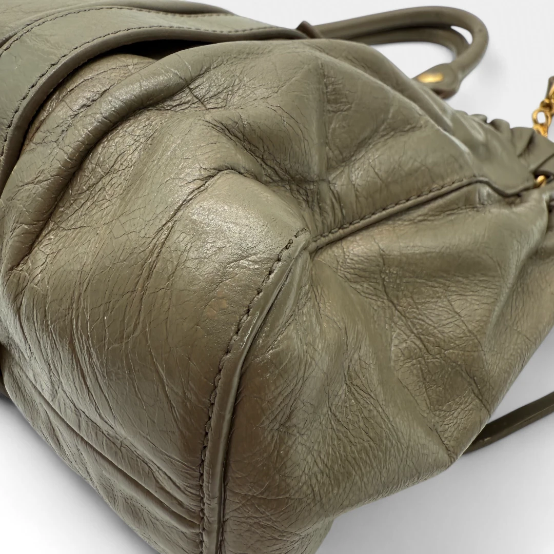 Miu Miu handbag Vitello Lux with shoulder strap in grey leather