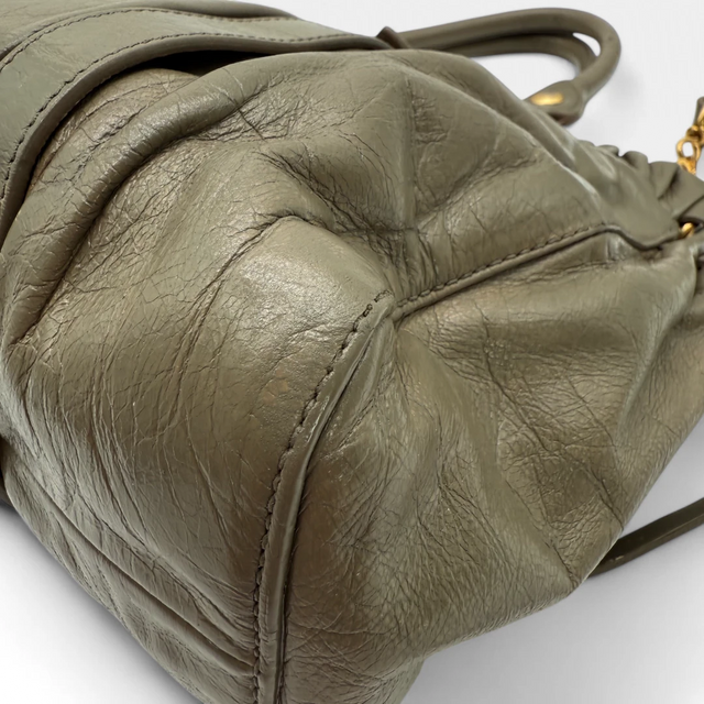 Miu Miu handbag Vitello Lux with shoulder strap in grey leather