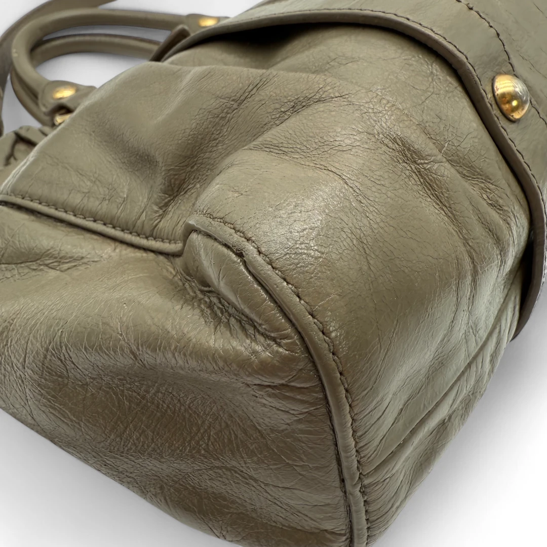 Miu Miu handbag Vitello Lux with shoulder strap in grey leather