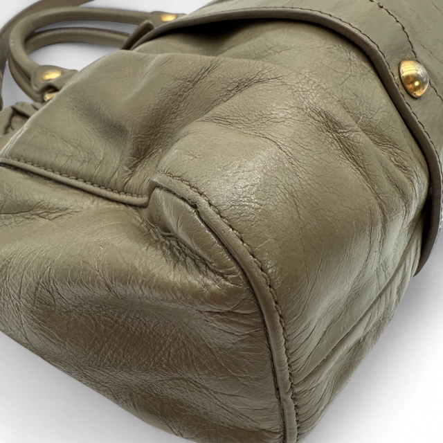 Miu Miu handbag Vitello Lux with shoulder strap in grey leather
