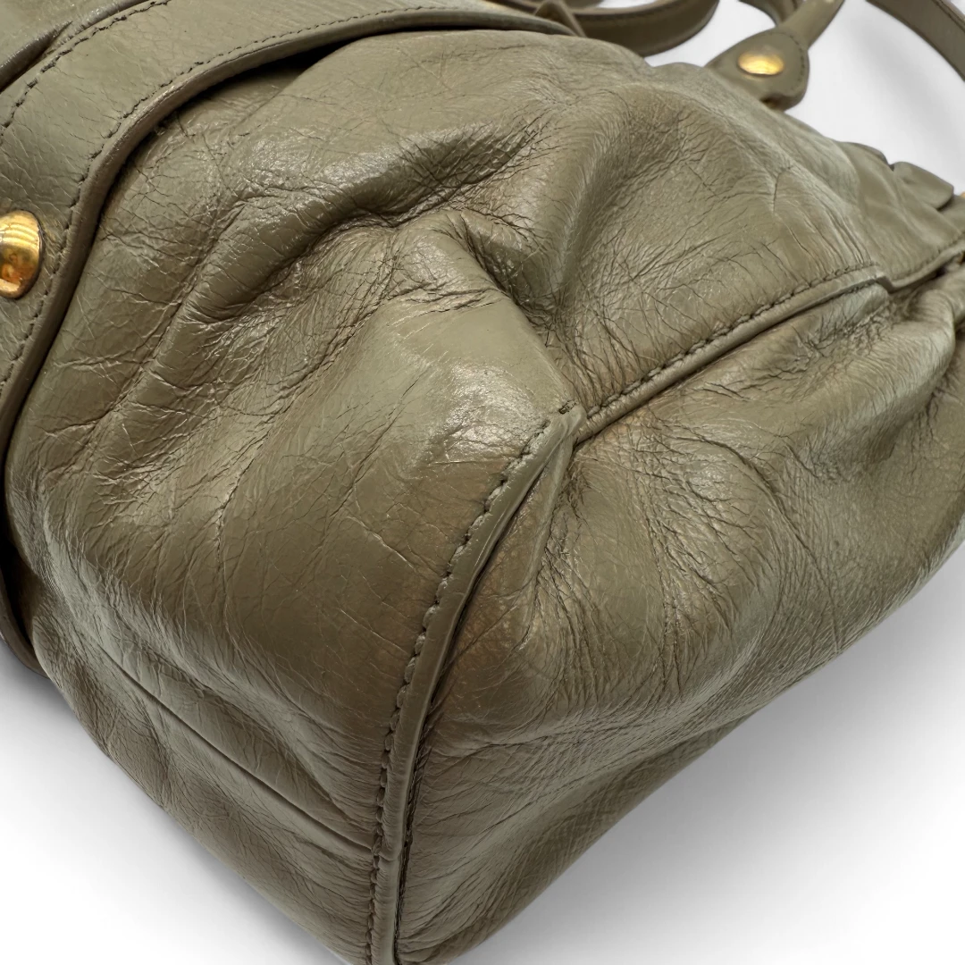 Miu Miu handbag Vitello Lux with shoulder strap in grey leather