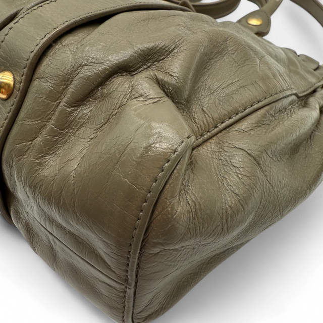 Miu Miu handbag Vitello Lux with shoulder strap in grey leather