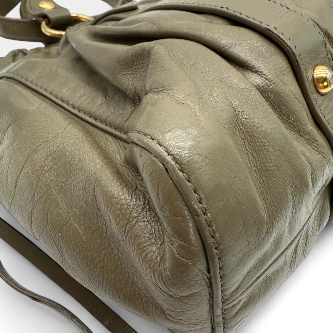 Miu Miu handbag Vitello Lux with shoulder strap in grey leather
